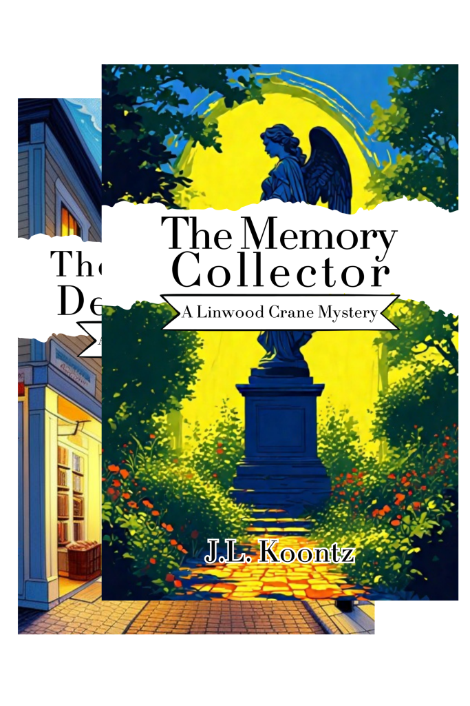 two books no back Image of the first two books in the Linwood Crane Mysteries Series